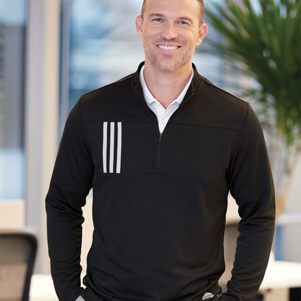 Men's 3-Stripe Double-Knit Quarter-Zip Pullover Thumbnail